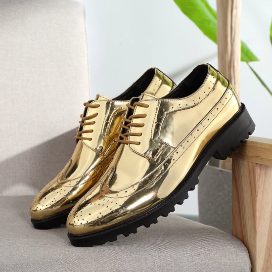 2019 Casual Leather Shoes Men superstar Brogues formal leather shoes oxford gold shoes lace-up hombres silver large size 47 ghn