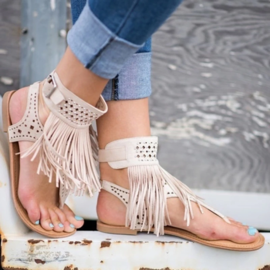 Summmer Shoes Flat Sandals Women Tassel 2021 Lady Rome Sandals Shoes Ankle Flat Flip Flops Shoes Summer For Women