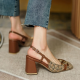 2021 Summer Women Shoes Square Toe Chunky Heel Women Sandals BuckleStrap 7cm High Heel Slingback Sandals for Women Plus Size