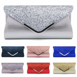 2021 High Quality PU Leather Women Lady Sequins Clutch Bag Evening Wedding Party Prom Handbag Purse Wallet Shinny Shoulder Bags