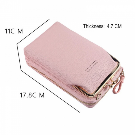 New Fashion Women Purses Solid PU Leather Strap Shoulder Bag Mobile Phone Big Card Holders Wallet Handbag Pockets For Girls