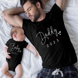 Daddy Girl And Son Matching Clothes Camiseta 2021 Baby Announcement Family Clothing New Year Gift For Dad T Shirt